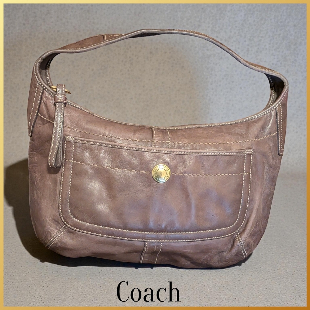 COACH Zip Top ERGO Hobo Shoulder Bag Dark Brown Patent Leather Authentic Dustbag
